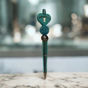 Fashion Blue Pen with Heart Accent